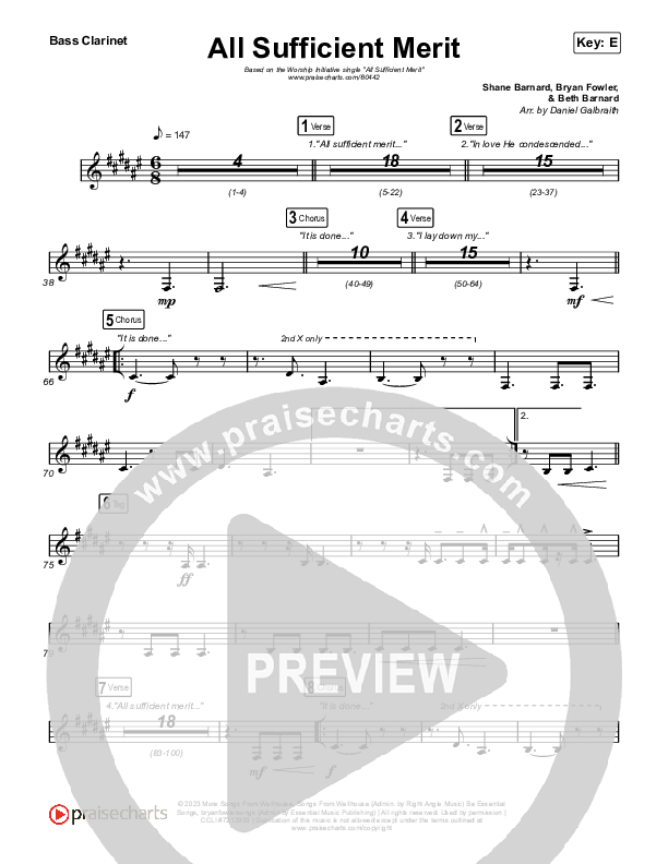 All Sufficient Merit Bass Clarinet (The Worship Initiative / Bethany Barnard)