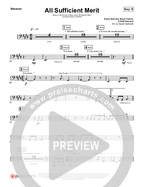 All Sufficient Merit Bassoon (The Worship Initiative / Bethany Barnard)