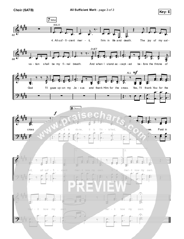 All Sufficient Merit Choir Sheet (SATB) (The Worship Initiative / Bethany Barnard)