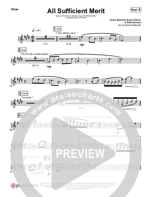 All Sufficient Merit Oboe (The Worship Initiative / Bethany Barnard)