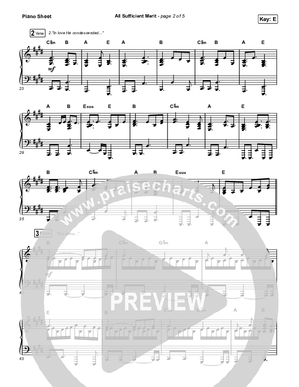 All Sufficient Merit Piano Sheet (The Worship Initiative / Bethany Barnard)