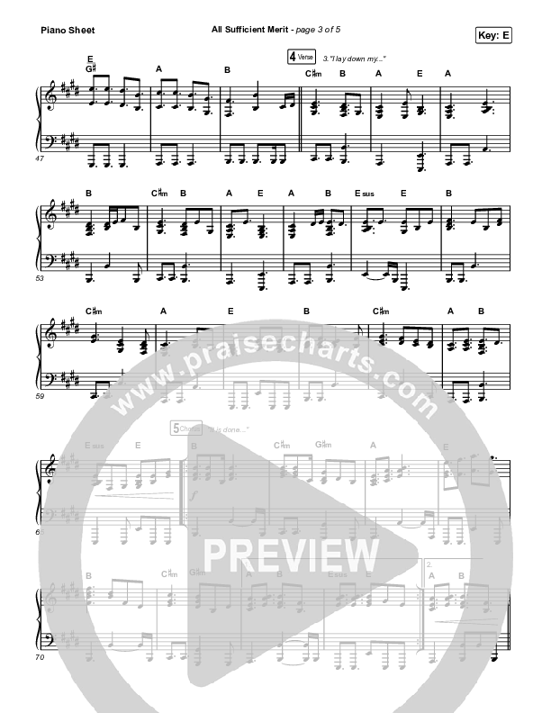 All Sufficient Merit Piano Sheet (The Worship Initiative / Bethany Barnard)