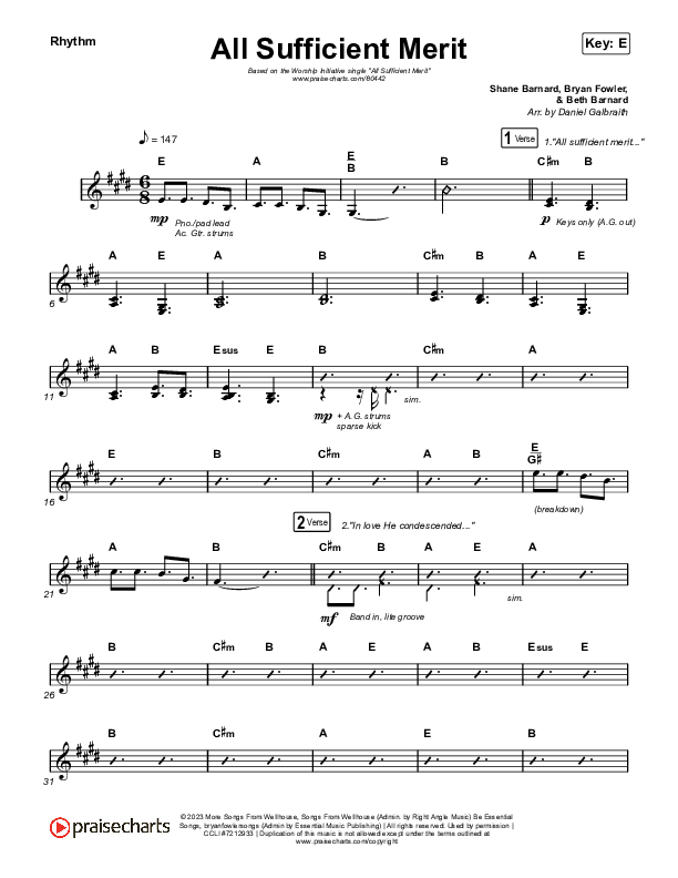 All Sufficient Merit Rhythm Chart (The Worship Initiative / Bethany Barnard)