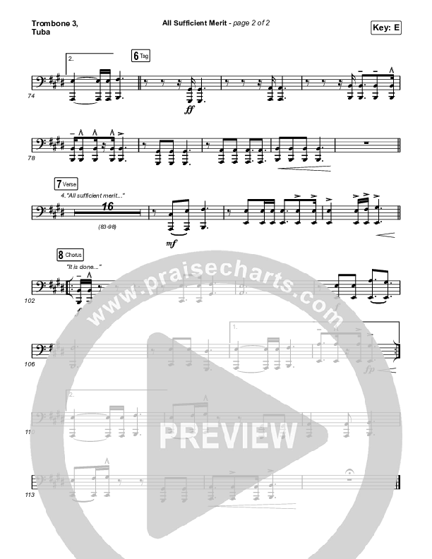 All Sufficient Merit Trombone 3/Tuba (The Worship Initiative / Bethany Barnard)