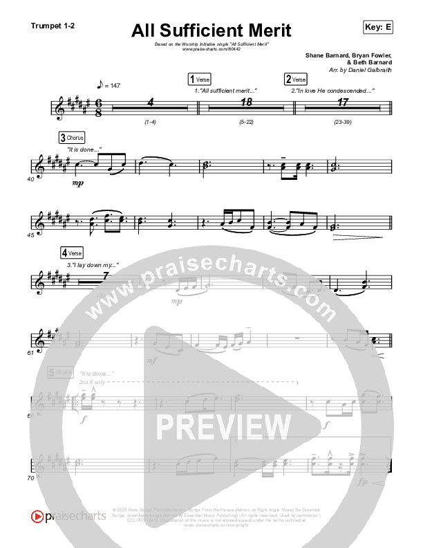 All Sufficient Merit Trumpet 1,2 (The Worship Initiative / Bethany Barnard)