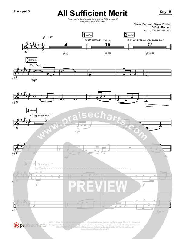 All Sufficient Merit Trumpet 3 (The Worship Initiative / Bethany Barnard)