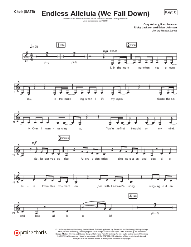 Endless Alleluia (We Fall Down) Choir Sheet (SATB) (The Worship Initiative / Hannah Boatner / Dinah Wright)
