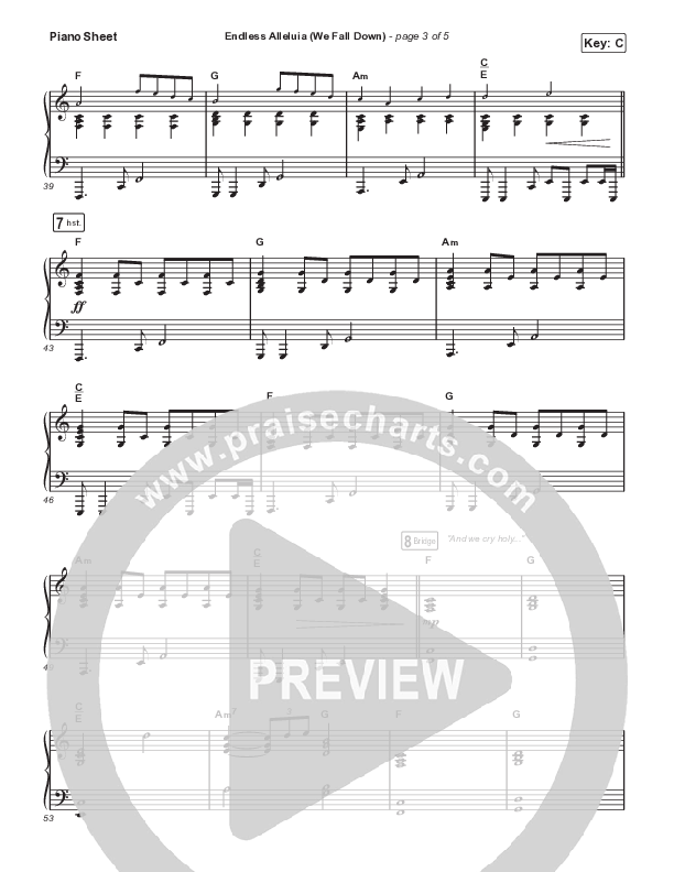Endless Alleluia (We Fall Down) Piano Sheet (The Worship Initiative / Hannah Boatner / Dinah Wright)