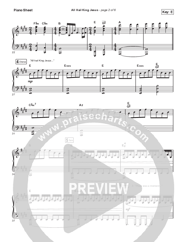 All Hail King Jesus Piano Sheet (The Worship Initiative / Dinah Wright)