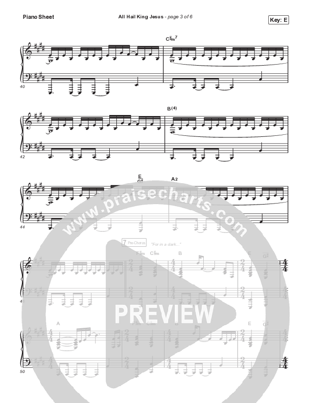 All Hail King Jesus Piano Sheet (The Worship Initiative / Dinah Wright)