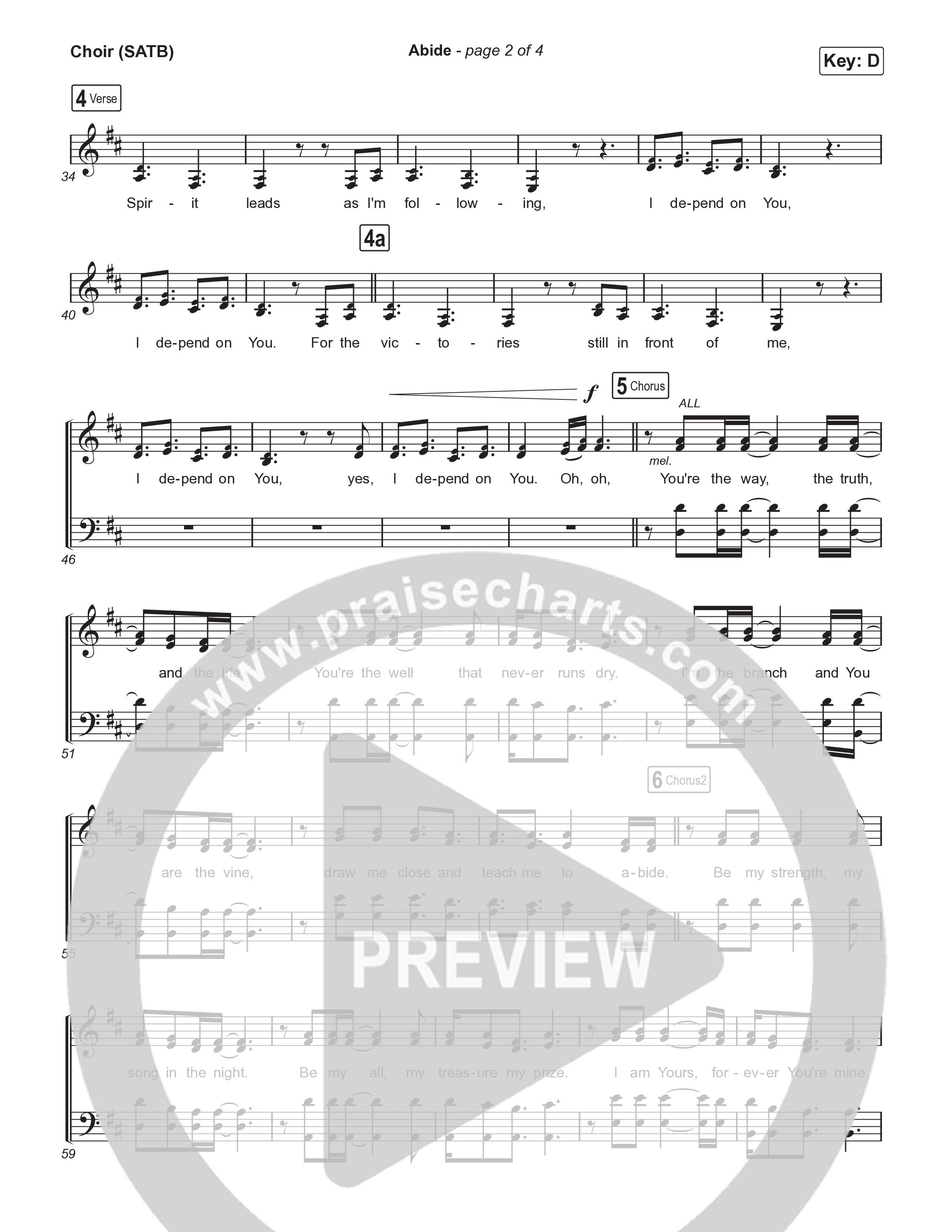 Abide Choir Sheet (SATB) (The Worship Initiative / Davy Flowers)