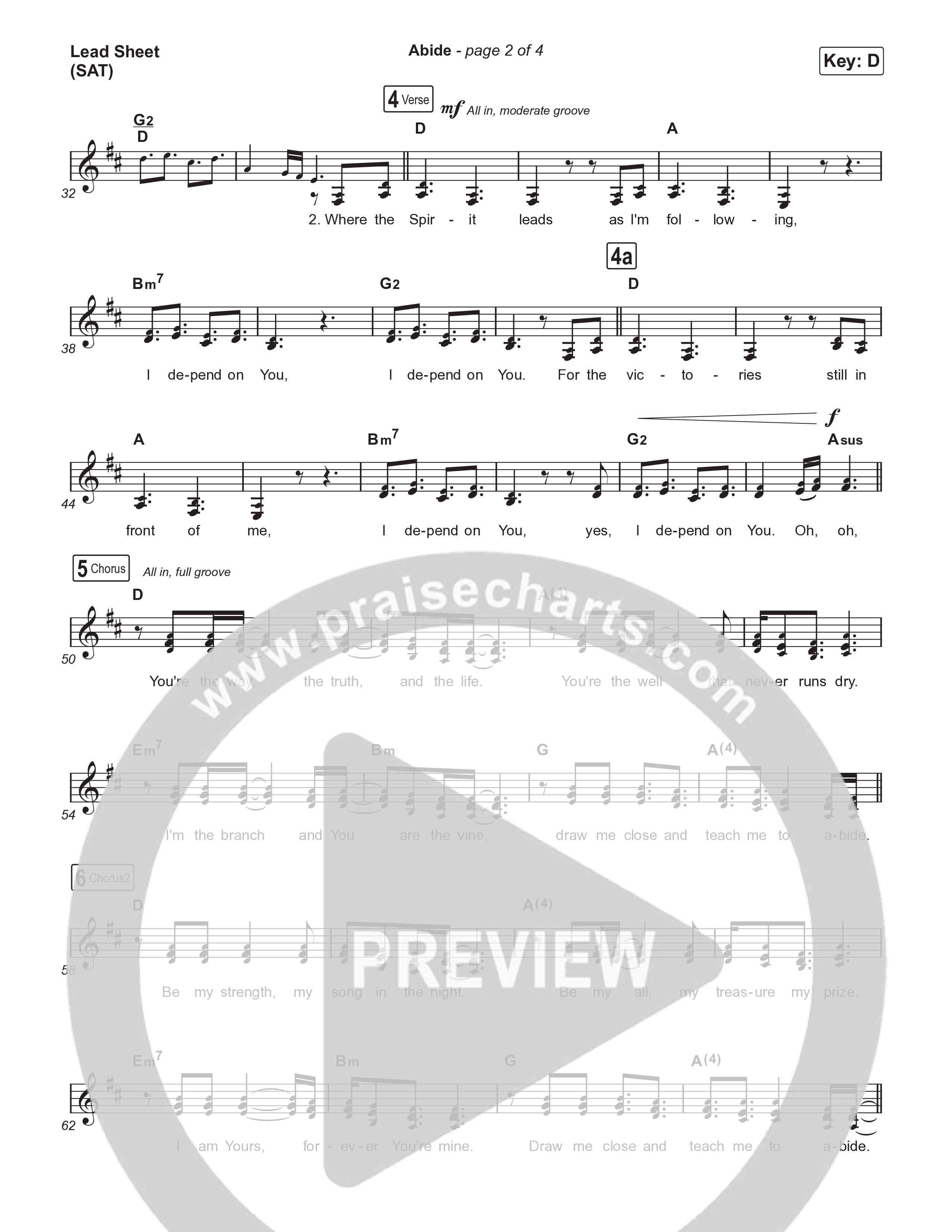 Abide Lead Sheet (SAT) (The Worship Initiative / Davy Flowers)