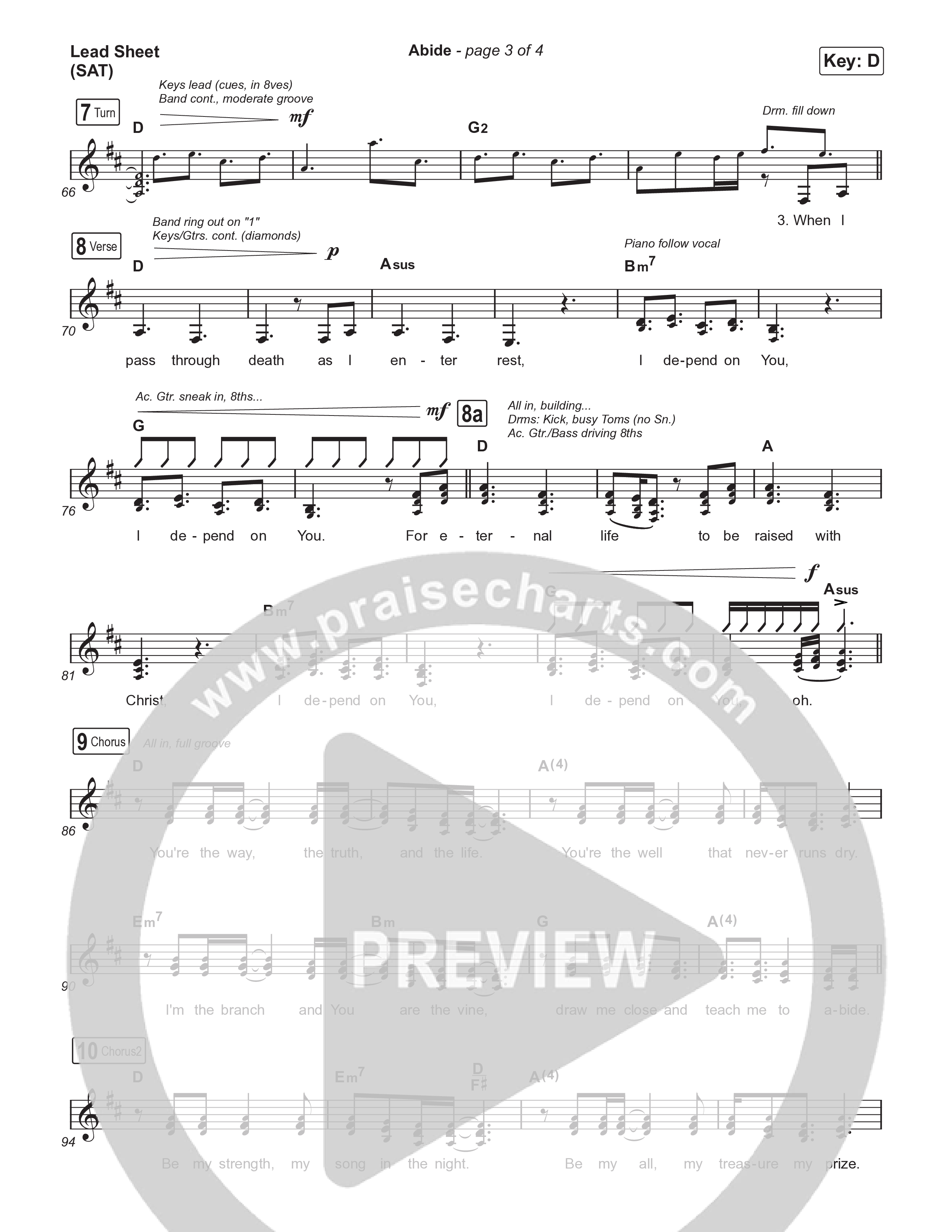 Abide Lead Sheet (SAT) (The Worship Initiative / Davy Flowers)