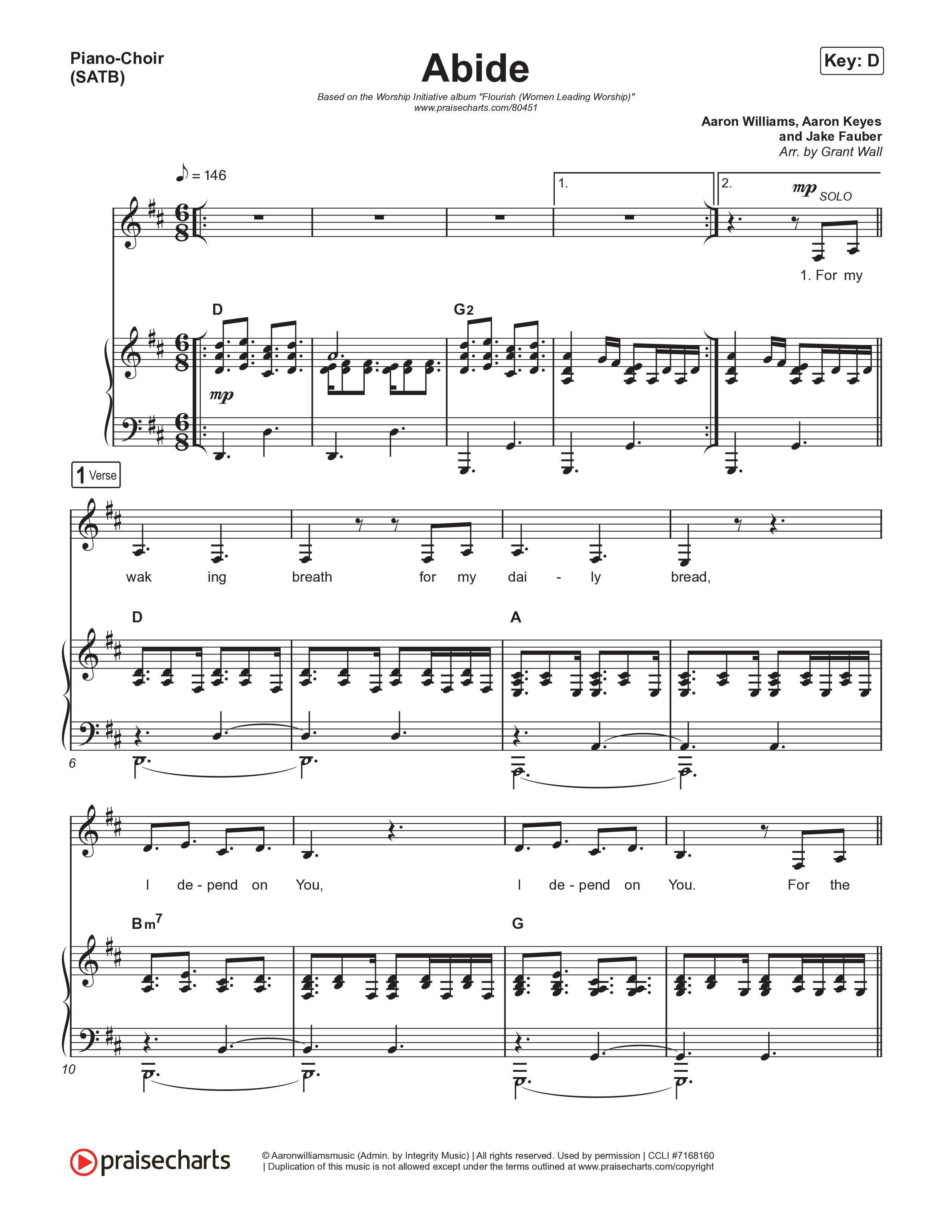 Abide Piano/Vocal (SATB) (The Worship Initiative / Davy Flowers)