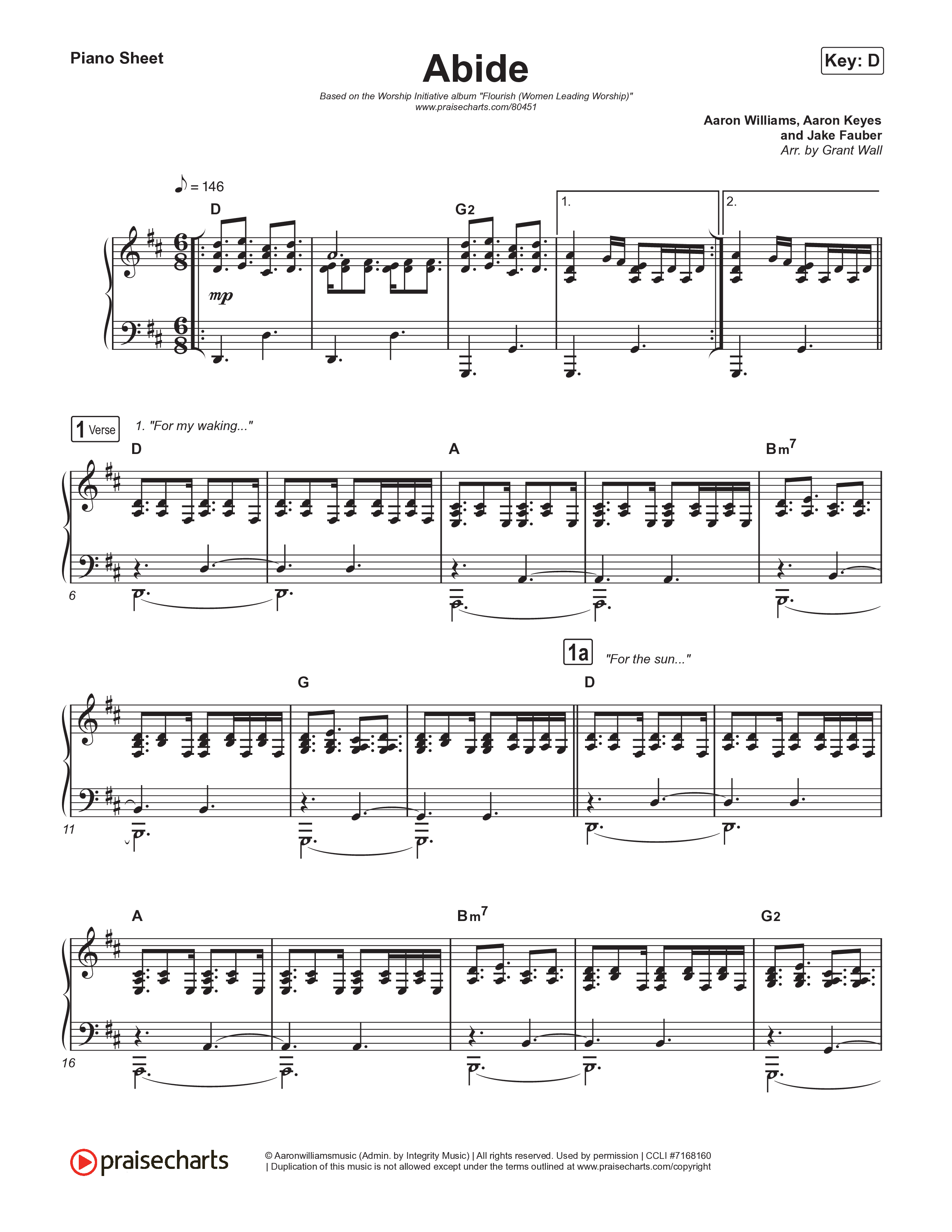 Abide Piano Sheet (The Worship Initiative / Davy Flowers)