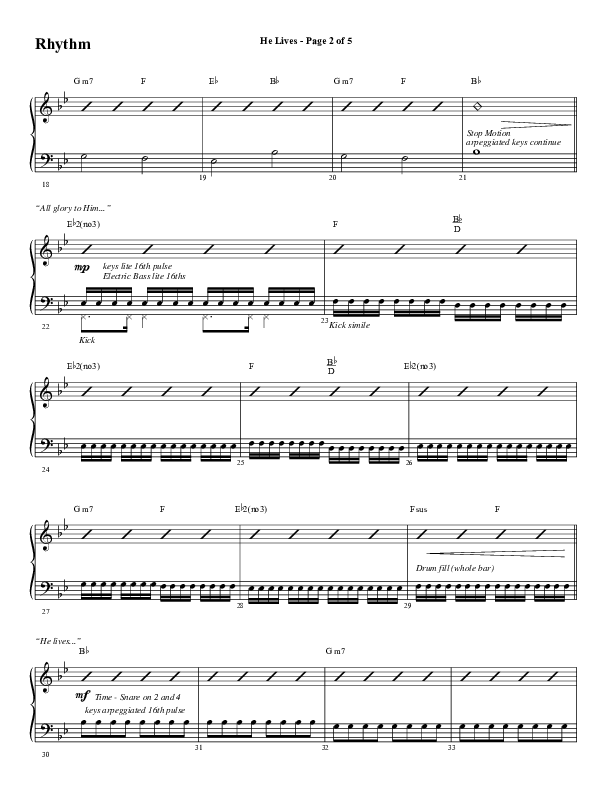 He Lives (Choral Anthem SATB) Rhythm Chart (Word Music Choral / Arr. Marty Hamby)