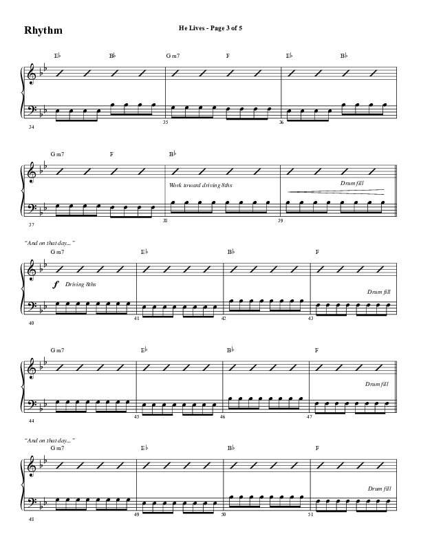 He Lives (Choral Anthem SATB) Rhythm Chart (Word Music Choral / Arr. Marty Hamby)