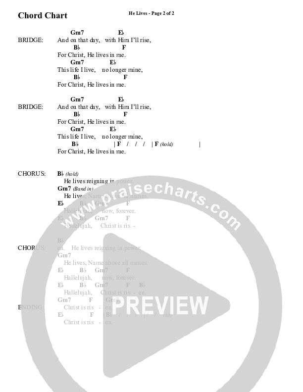 He Lives (Choral Anthem SATB) Chord Chart (Word Music Choral / Arr. Marty Hamby)