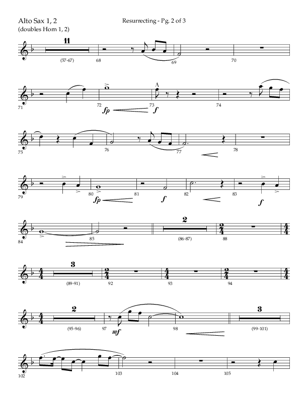 Resurrecting (Choral Anthem SATB) Alto Sax 1/2 (Lifeway Choral / Arr. Nick Robertson)