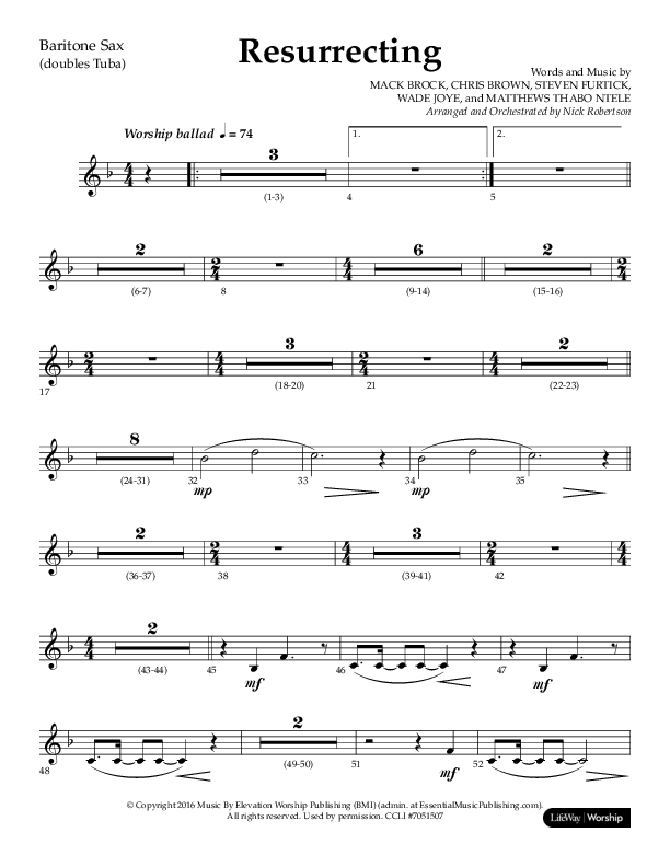Resurrecting (Choral Anthem SATB) Bari Sax (Lifeway Choral / Arr. Nick Robertson)