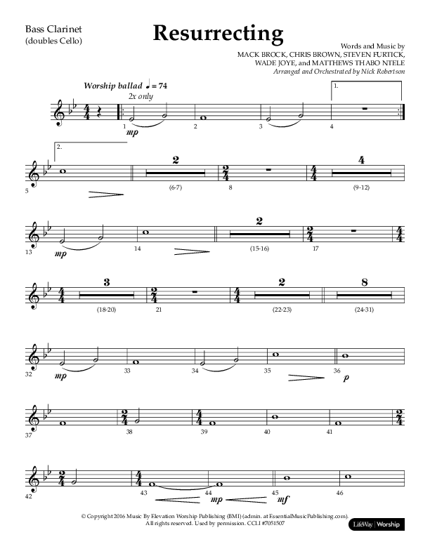 Resurrecting (Choral Anthem SATB) Bass Clarinet (Lifeway Choral / Arr. Nick Robertson)