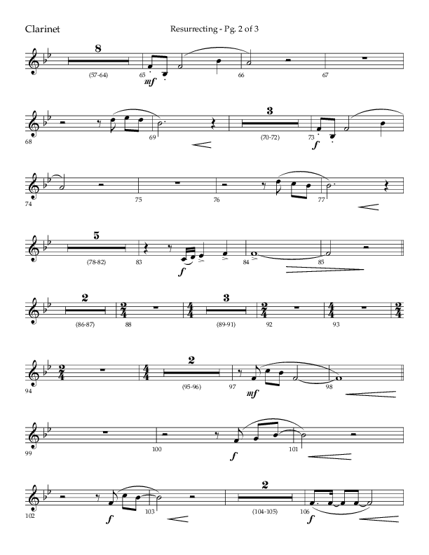 Resurrecting (Choral Anthem SATB) Clarinet 1/2 (Lifeway Choral / Arr. Nick Robertson)