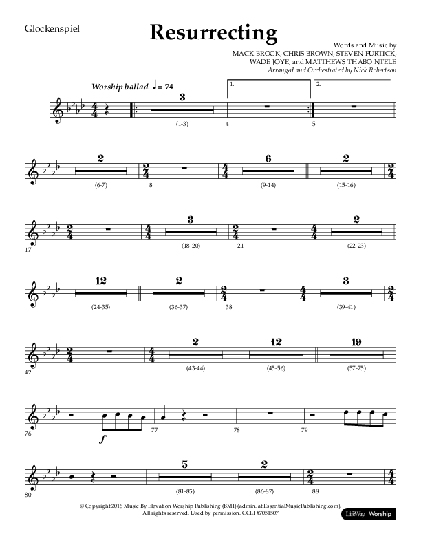 Resurrecting (Choral Anthem SATB) Glockenspiel (Lifeway Choral / Arr. Nick Robertson)