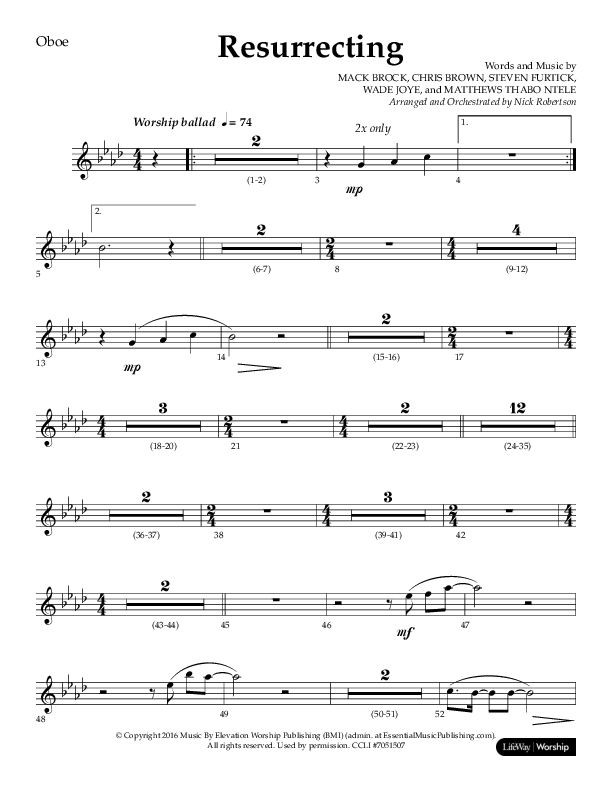 Resurrecting (Choral Anthem SATB) Oboe (Lifeway Choral / Arr. Nick Robertson)