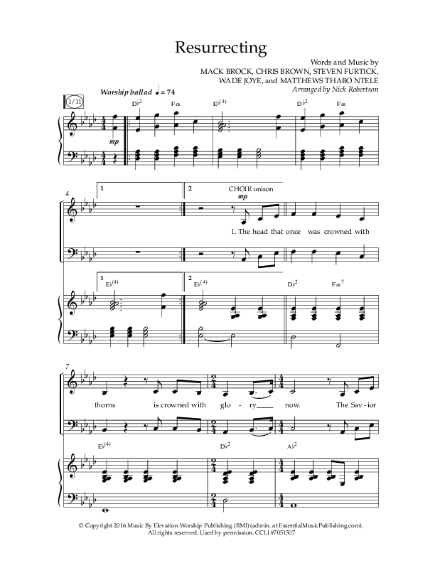 Resurrecting (Choral Anthem SATB) Anthem (SATB/Piano) (Lifeway Choral / Arr. Nick Robertson)