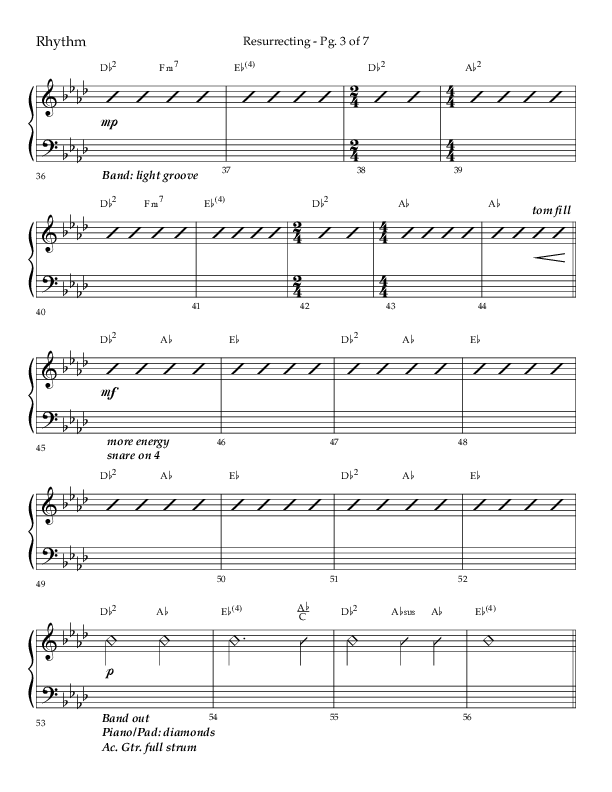 Resurrecting (Choral Anthem SATB) Rhythm Chart (Lifeway Choral / Arr. Nick Robertson)