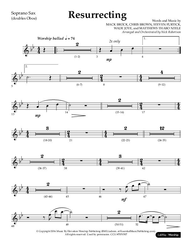 Resurrecting (Choral Anthem SATB) Soprano Sax (Lifeway Choral / Arr. Nick Robertson)