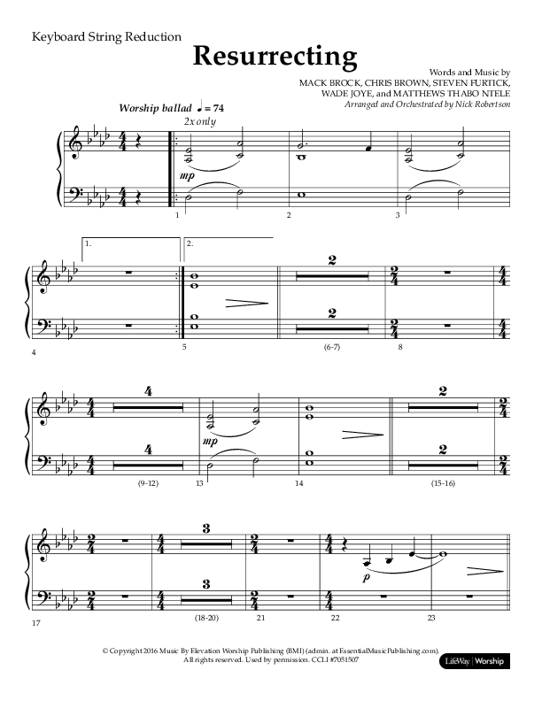 Resurrecting (Choral Anthem SATB) String Reduction (Lifeway Choral / Arr. Nick Robertson)