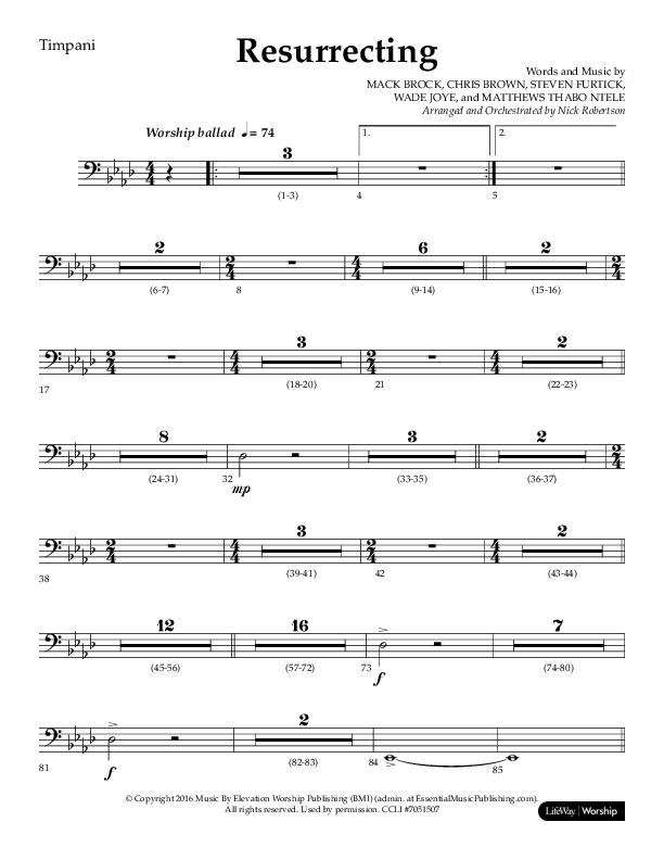 Resurrecting (Choral Anthem SATB) Timpani (Lifeway Choral / Arr. Nick Robertson)