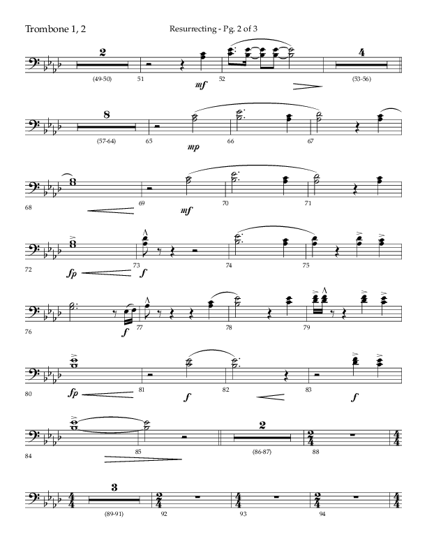 Resurrecting (Choral Anthem SATB) Trombone 1/2 (Lifeway Choral / Arr. Nick Robertson)