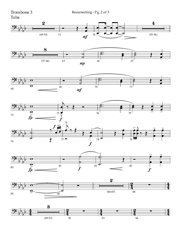 Resurrecting (Choral Anthem SATB) Trombone 3/Tuba (Lifeway Choral / Arr. Nick Robertson)