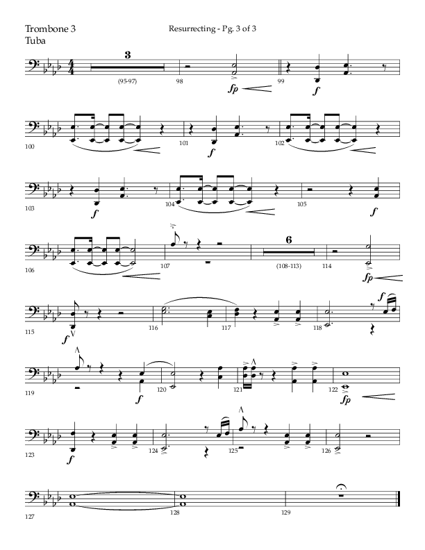 Resurrecting (Choral Anthem SATB) Trombone 3/Tuba (Lifeway Choral / Arr. Nick Robertson)