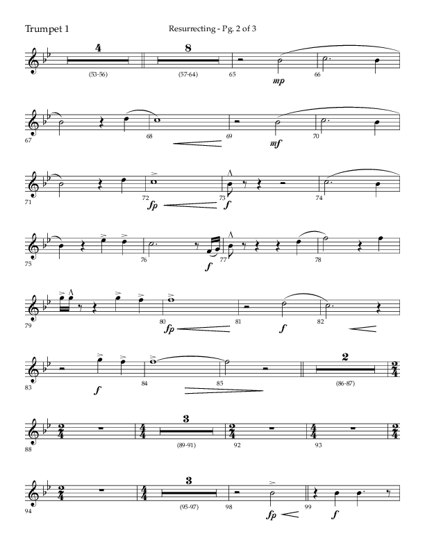 Resurrecting (Choral Anthem SATB) Trumpet 1 (Lifeway Choral / Arr. Nick Robertson)