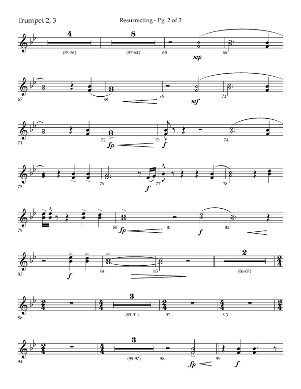 Resurrecting (Choral Anthem SATB) Trumpet 2/3 (Lifeway Choral / Arr. Nick Robertson)