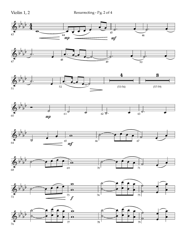 Resurrecting (Choral Anthem SATB) Violin 1/2 (Lifeway Choral / Arr. Nick Robertson)