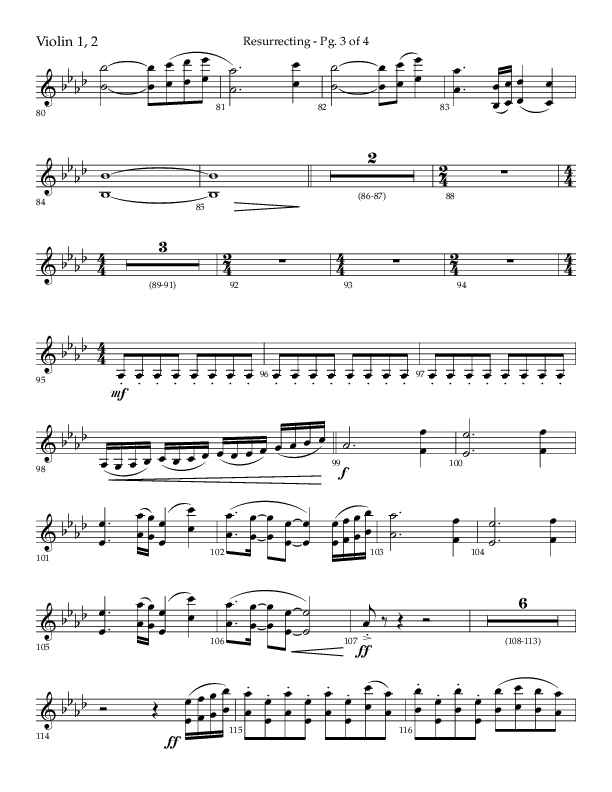 Resurrecting (Choral Anthem SATB) Violin 1/2 (Lifeway Choral / Arr. Nick Robertson)