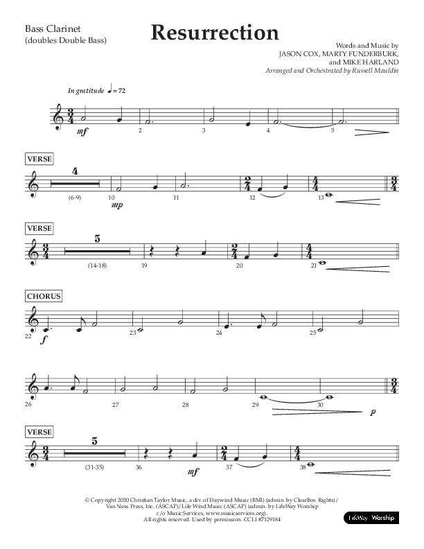 Resurrection (Choral Anthem SATB) Bass Clarinet (Lifeway Choral / Arr. Russell Mauldin)