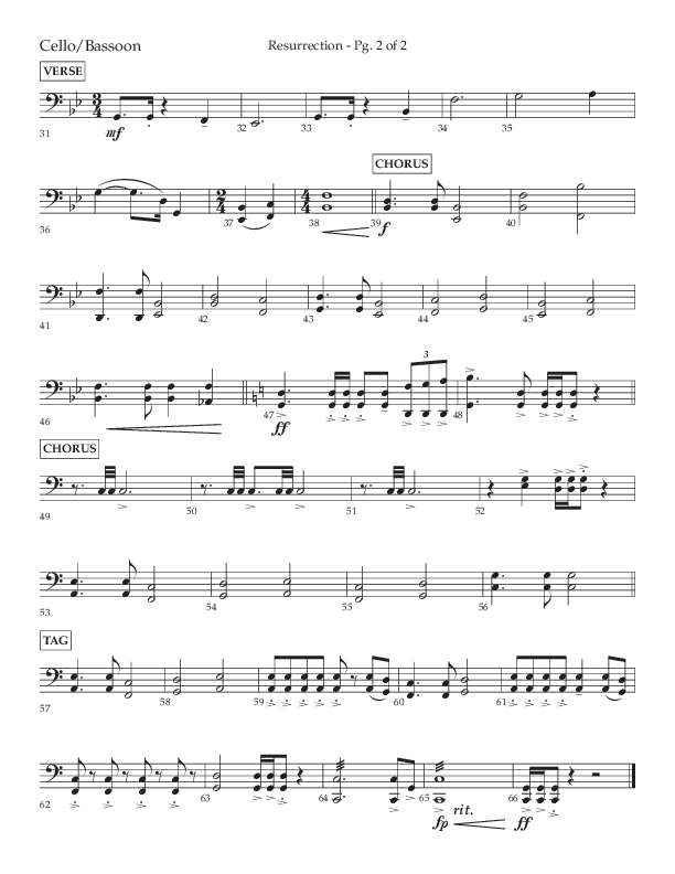 Resurrection (Choral Anthem SATB) Cello (Lifeway Choral / Arr. Russell Mauldin)