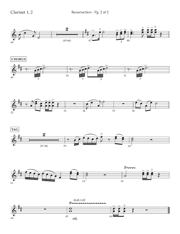 Resurrection (Choral Anthem SATB) Clarinet 1/2 (Lifeway Choral / Arr. Russell Mauldin)