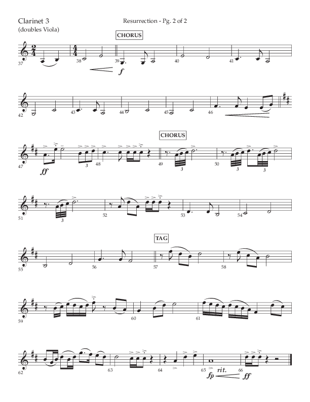 Resurrection (Choral Anthem SATB) Clarinet 3 (Lifeway Choral / Arr. Russell Mauldin)