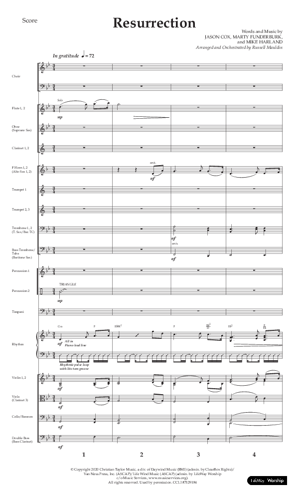 Resurrection (Choral Anthem SATB) Orchestration (Lifeway Choral / Arr. Russell Mauldin)
