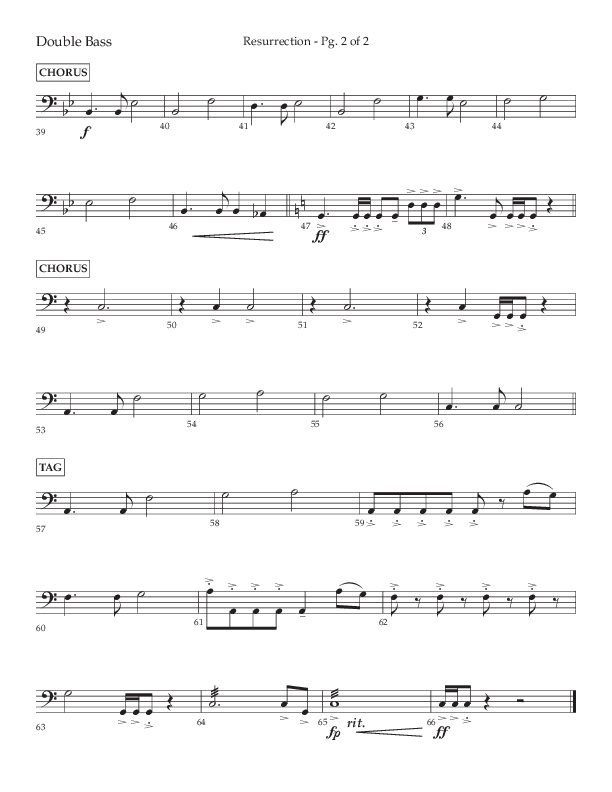 Resurrection (Choral Anthem SATB) Double Bass (Lifeway Choral / Arr. Russell Mauldin)