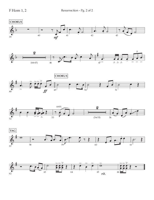 Resurrection (Choral Anthem SATB) French Horn 1/2 (Lifeway Choral / Arr. Russell Mauldin)