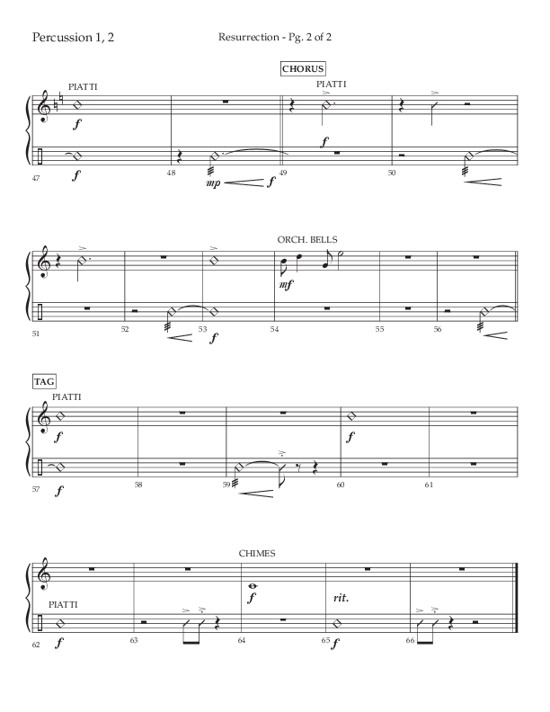 Resurrection (Choral Anthem SATB) Percussion 1/2 (Lifeway Choral / Arr. Russell Mauldin)