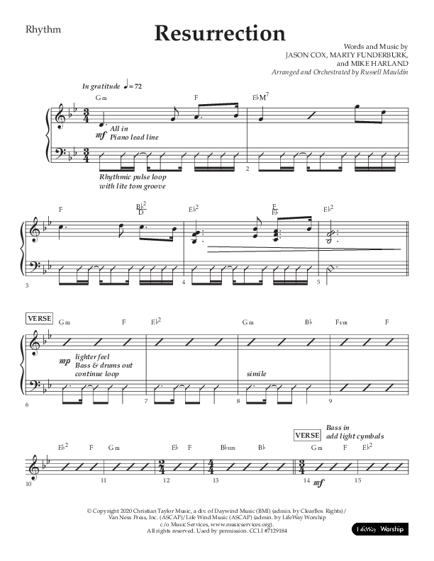 Resurrection (Choral Anthem SATB) Rhythm Chart (Lifeway Choral / Arr. Russell Mauldin)