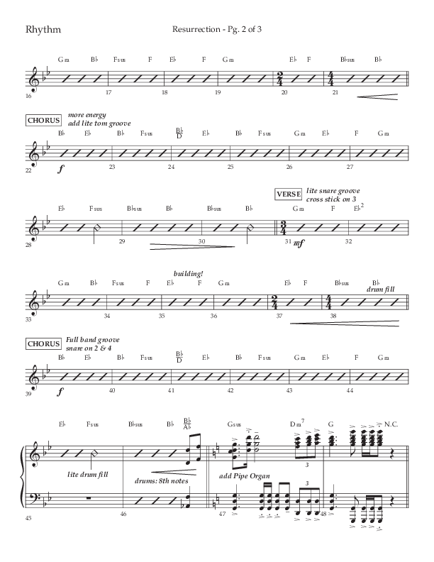 Resurrection (Choral Anthem SATB) Rhythm Chart (Lifeway Choral / Arr. Russell Mauldin)